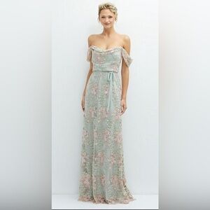 Dessy Collection Off-the-Shoulder A-line Floral Embroidered Dress NWT